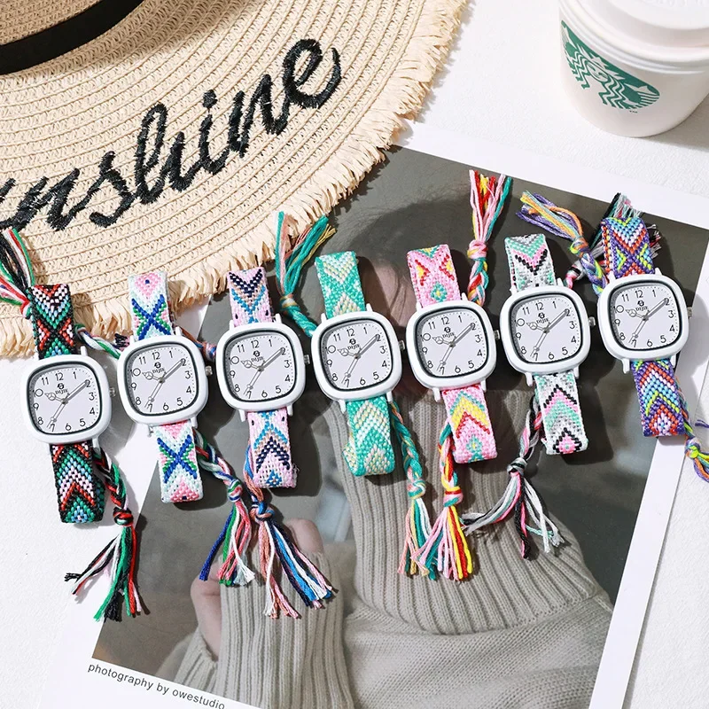 Ladies Knitted Style Watch Exquisite Disces Bohemian Birthday Gift Ethnic Style Woven Watches Reloj Mujer Girl Gift