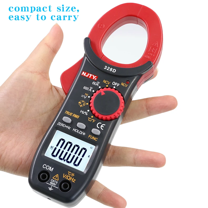 NJTY 328D AC/DC pinza amperometrica digitale multimetro ad alta precisione pinza amperometro misuratore di capacità di temperatura