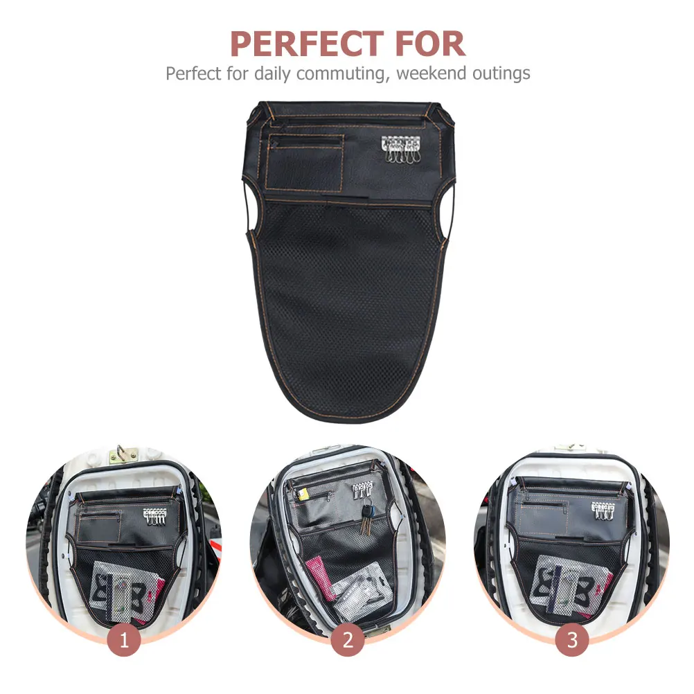

Adjustable Scooter Motorcycle Front Storage Tool Organizer Durable Pu Large Capacity Easy Install Under Pouch For