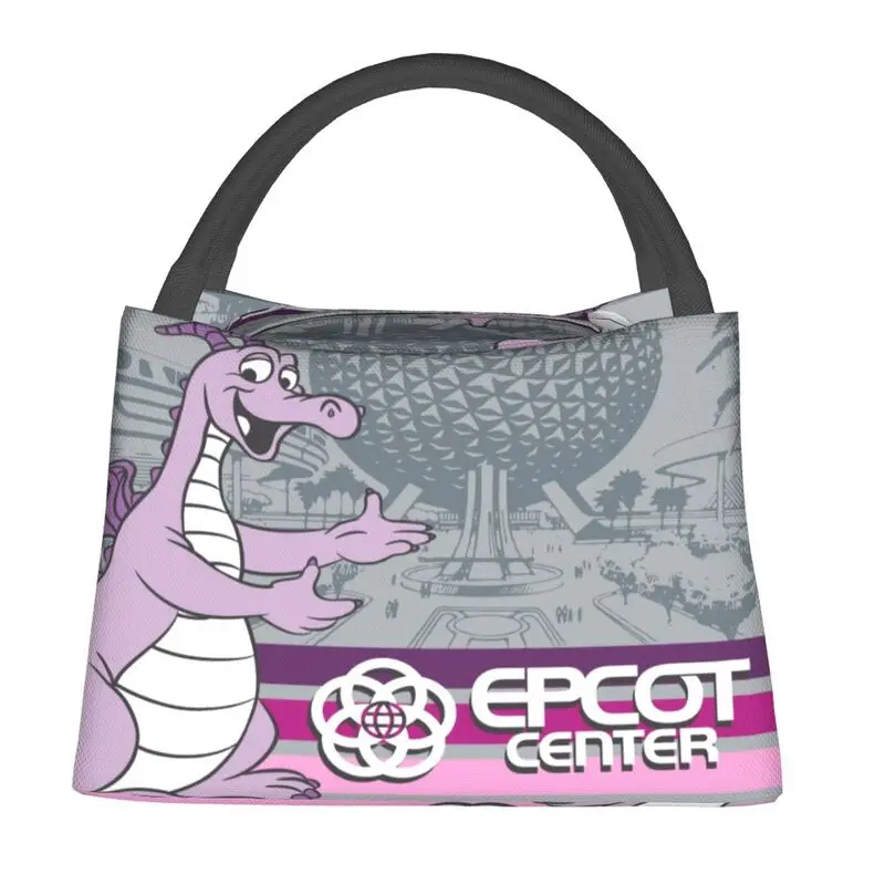 Welcome To Epcot Center Insulated Lunch Bag Women Cartoon Purple Dragon Lunch Container for Work Travel Storage Meal Food Box