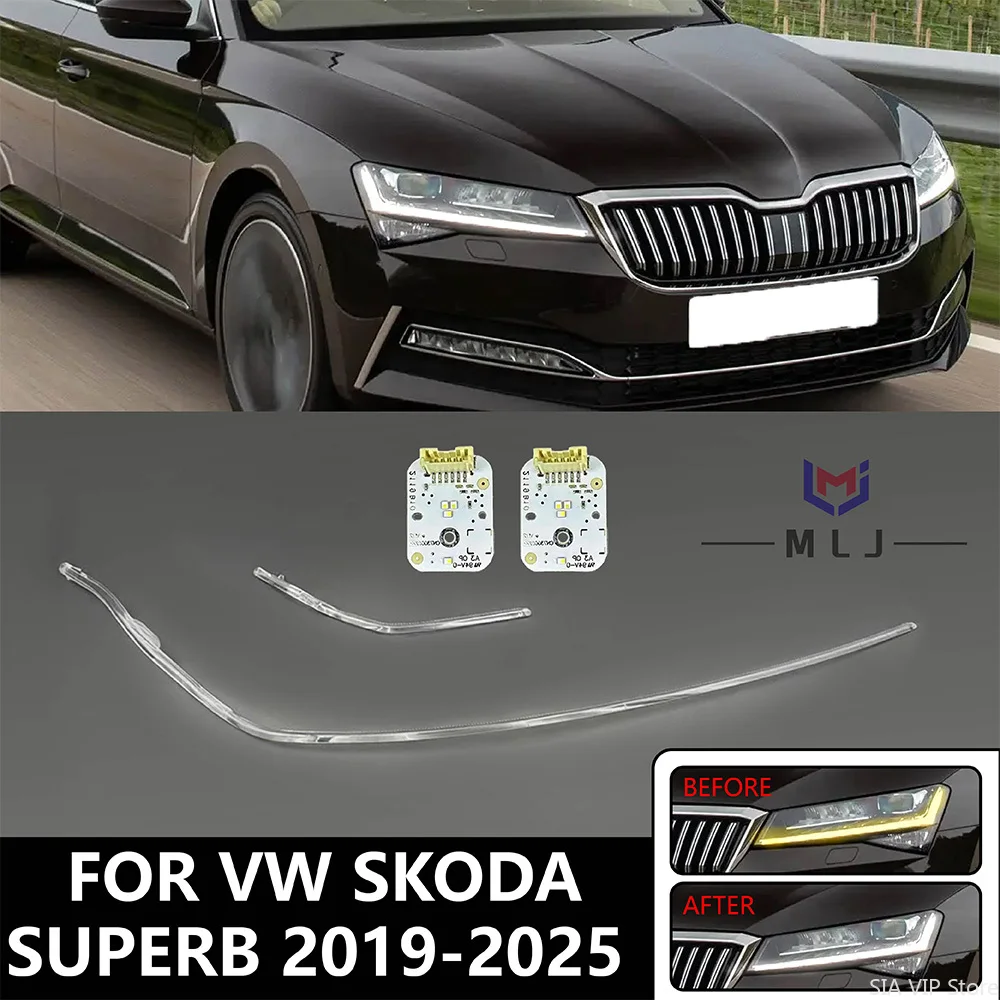 

Car Accessories For VOLKSWAGEN VW SKODA Superb 2019-2025 DRL chip Angel Eye Strip Daytime Running Light Tube Light Guide Plate