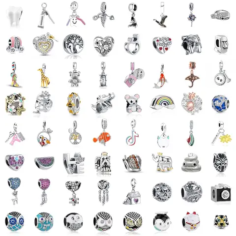 새로운 925 순수 실버 치아 브러시 수박 꿀벌 매력 925 체인 구슬 맞는 원래 펜던트 팔찌 DIY 여성 쥬얼리