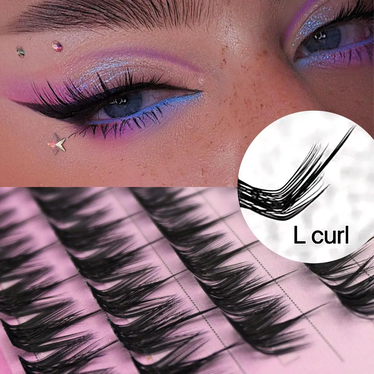 NEW L curl L curves DIY Clusters Eyelash Extension Mix Dovetail Individual Lashes Natural Segmented Eyelash Bundles Makeup