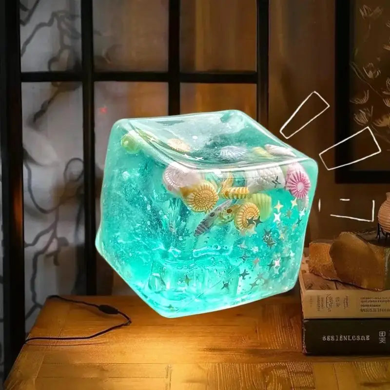Taba's 1 Uds. Cubo de crecimiento lento con temática oceánica, juguete blando sensorial con pelota antiestrés, apretar relajante para adultos y niños