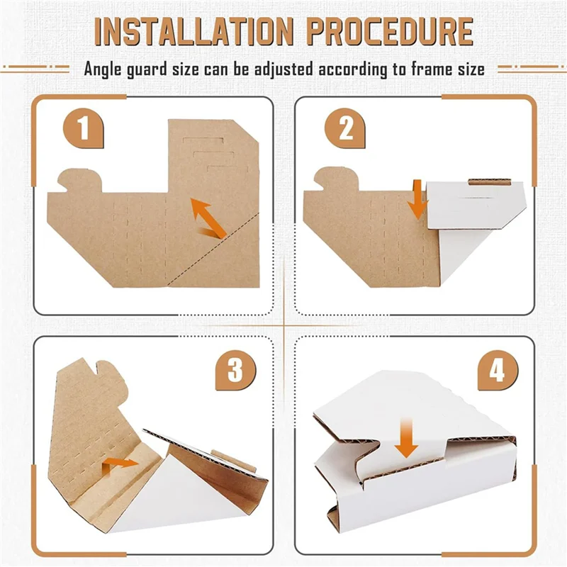 ABZS 200Pack Adjustable Cardboard Corner Protectors, Fit 1In,1.5In And 2.1In Frames,Corner Protectors For Shipping,Protector