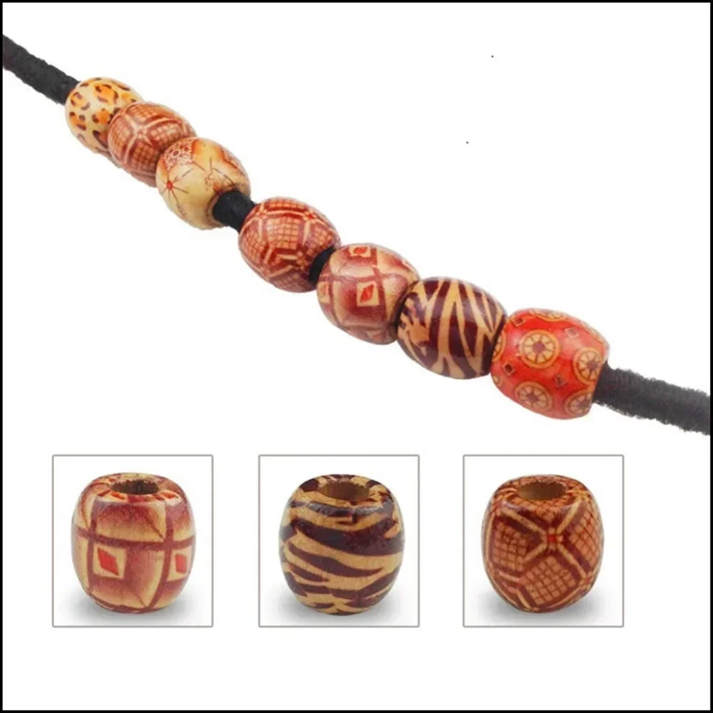 100pcs 10mm/17mm Printed Wooden Beads