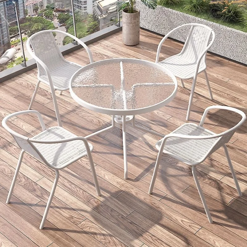 Small table balcony tea outdoor table and chairs courtyard imitation rattan chair three-piece set open-air outdoor leisure balco