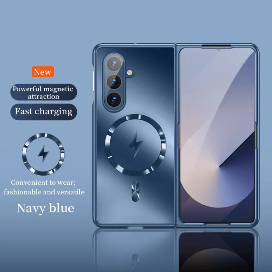 

Matte Bare Metal Feel Magsafe Case For Samsung Galaxy Z Fold7 Fold 7 6 5 ZFold7 Magnetic Wireless PC Cover Camera Lens Protector