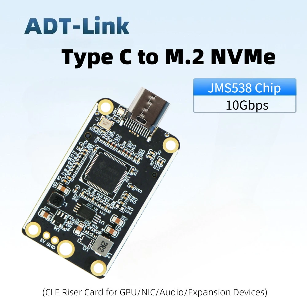M.2 NVME SSD to USB C Mobile Hard Disk Case 10Gbps Enclosure JMS583 Chip M.2 NVMe to PCBA USB Type C Adapter for PCI-E / M.2 SSD