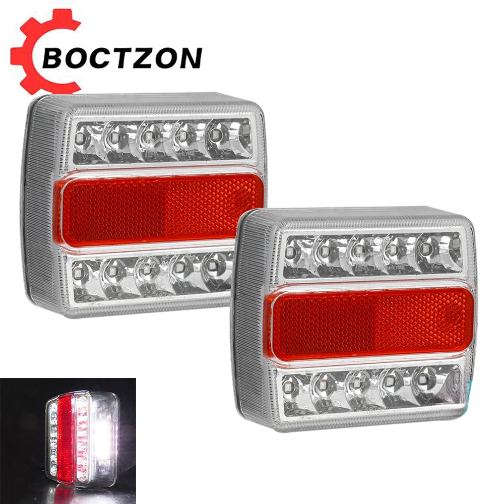 1 Set 2PCS Waterproof 12V 24V 14 LED Tail Light Rear Brake Stop Turn Signal Number Plate Indicator Truck Trailer Caravan Boat RV