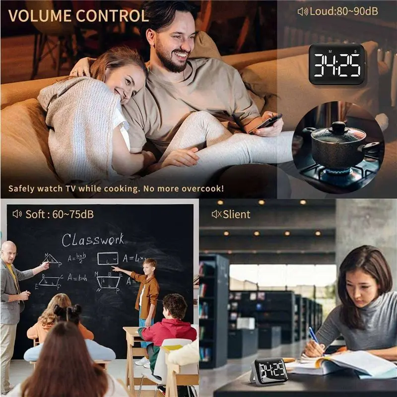 ABXF-4X Digital Kitchen Timer - Magnetic Countdown Count Up Timer With Large LED Display Loud Volume For Cooking And For Kids