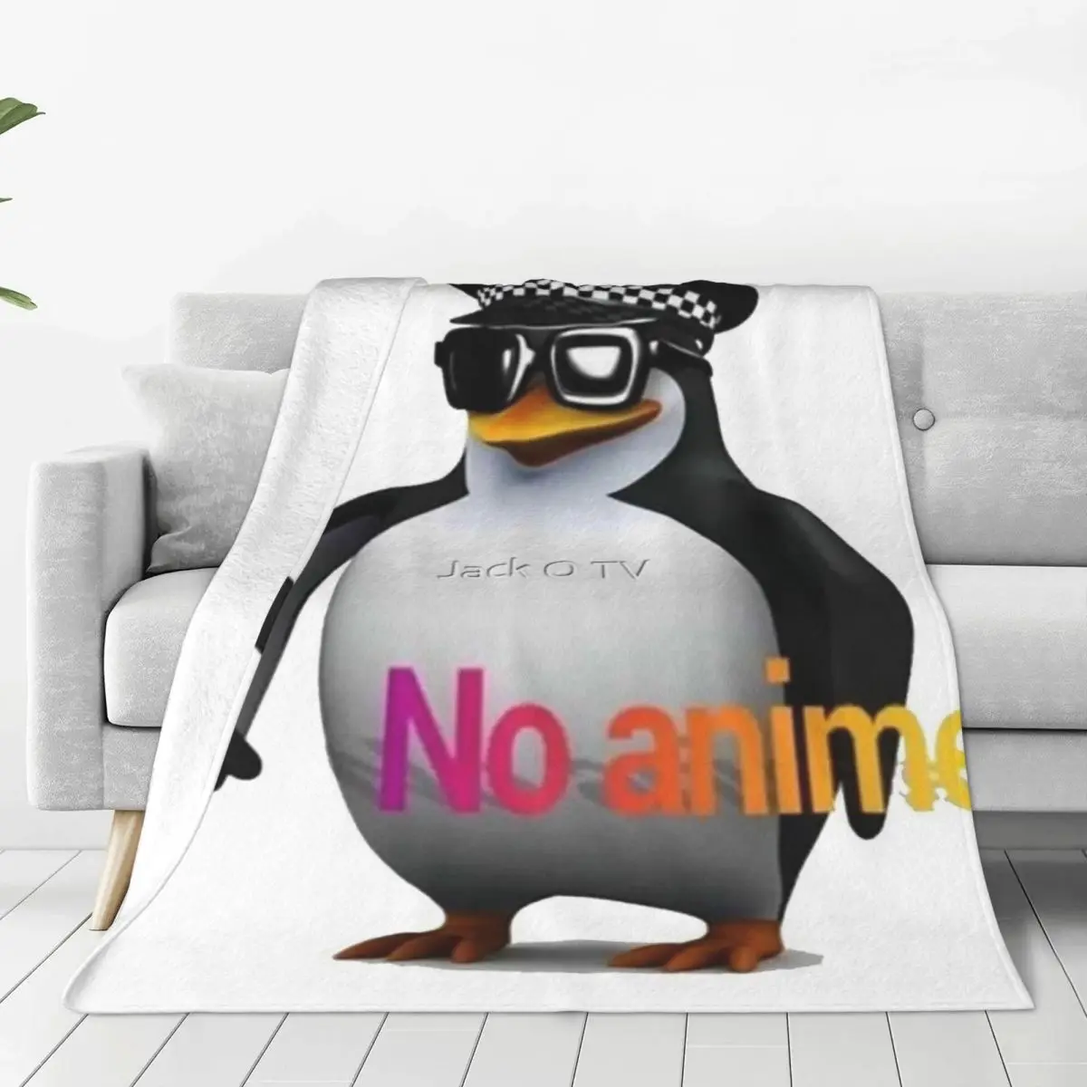 NO Anime Allowed Penguin Cop Four Seasons Universal Blanket Travel Can Be Covered Father's Day Gift