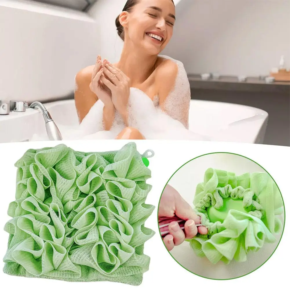 2-in-1 Shower Sponge Sponge Towel Loofah With Drawstring Closure For Soap Soft Exfoliating Drawstring Shower Flower/ball/wi N5F3