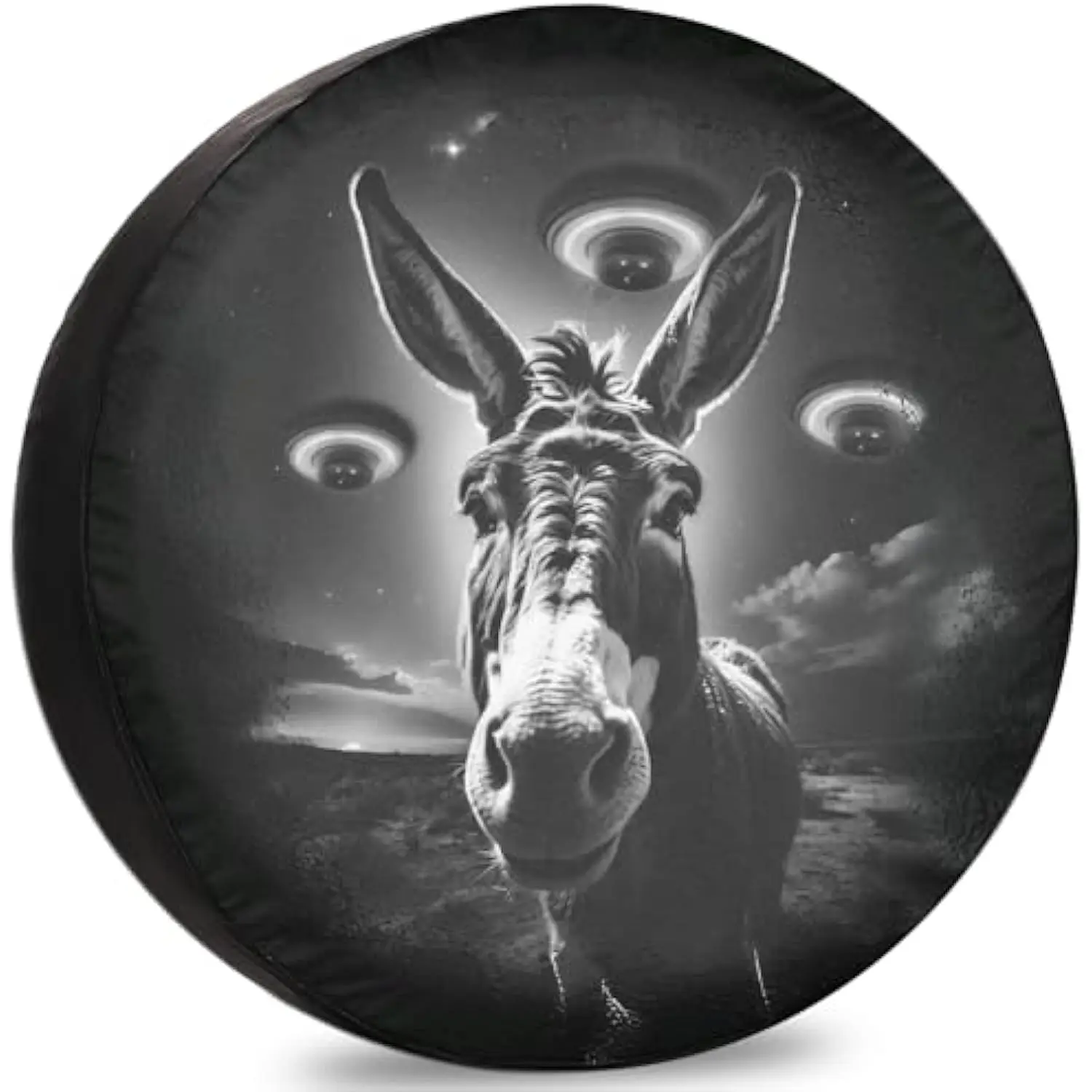 

Donkey UFO Alien Encounter Spare Tire Cover Weatherproof Vinyl Trailer RV Wheel Protector