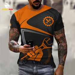 The T-shirt Men's Clothing Large T-shirt for Mechanic Full Print Summer Leisure Fashion Short Sleeve Top