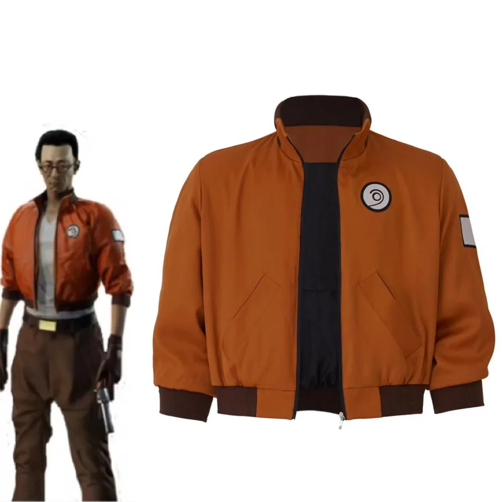 Game Disco Elysium Cosplay Kim Kitsuragi Costume Men Orange Retro Baseball Jacket Casual Pilot Coat