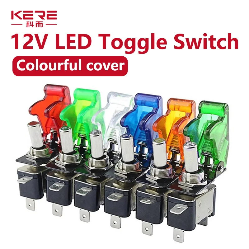 

Auto Car Boat Truck Illuminated Led Toggle Switch With Safety Aircraft Flip Up Cover Guard Red Blue Green Yellow White 12V20A