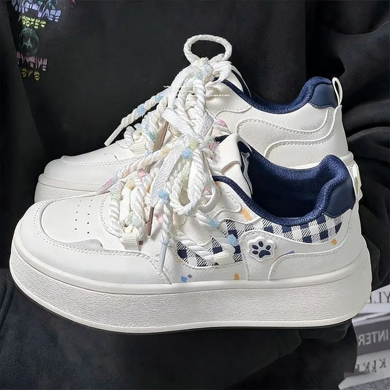 Adorable Breathable Thick Bottom Sneakers Women's Style Student Fashion Casual Shoes Comfortable Wear Round Toe Anti-Slip Rub