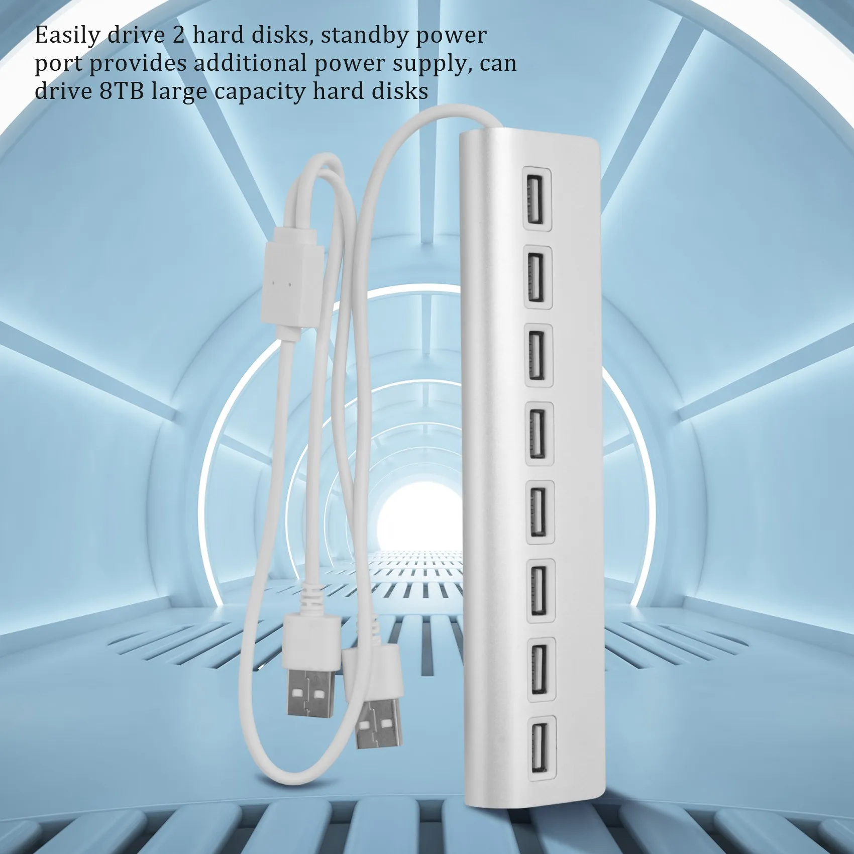 8-Port Usb2.0 Hub Met Voeding Multifunctionele Uitbreiding Splitter Ondersteunt Gelijktijdige Uitbreiding Van Meerdere Poorten