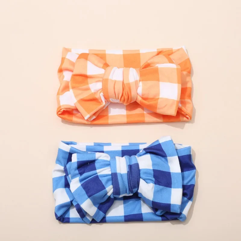 Bandeau Bebe น่ารักลายสก๊อตพิมพ์ Bow Headband ทารกแรกเกิดอุปกรณ์เสริมผมกระต่ายขนาดใหญ่ Turban Headwrap เด็ก Oversize Headbands