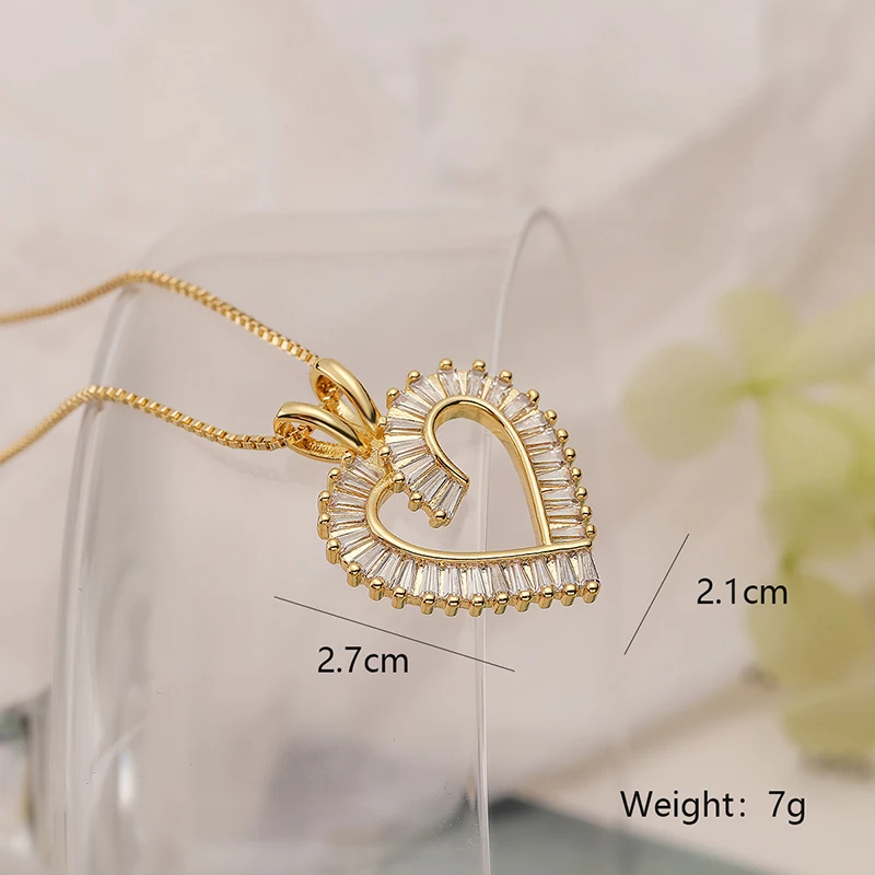GANPUP Süße Zirkon-Herz-Liebesanhänger-Halskette für Frauen Elegante Mode Neue Halskette Schmuck-Accessoires Geschenk Party Ожерелье – Detail 4