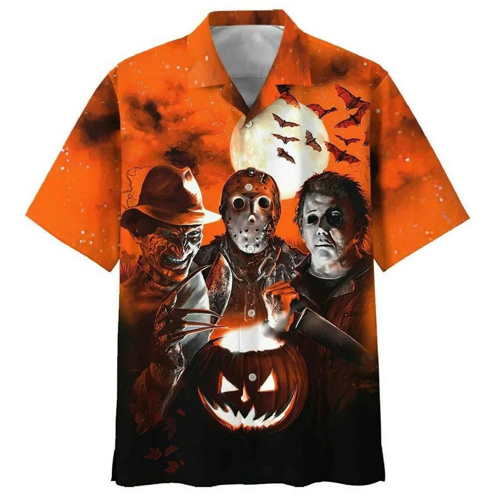Hot Sale Men's shirt 3D Print Cool Halloween Party Hip Hop Hawaiian Summer Beach Short Sleeve Oversize Men's clothing Club Wear