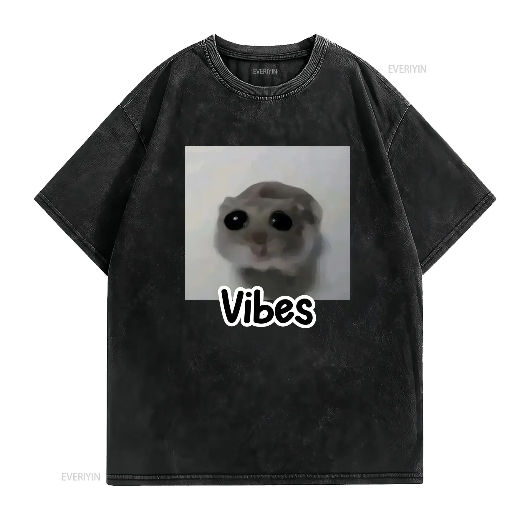 Sad Hamster Meme T Shirt Vibes vintage Washed Soft fashion Slightly Unisex graphic Versatile homme Breathable Stylish