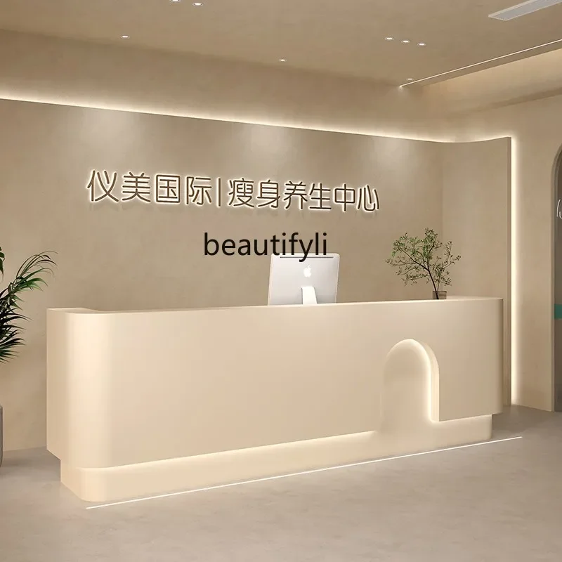 Simple beauty salon bar counter clothing store checkout page yoga studio front desk reception desk