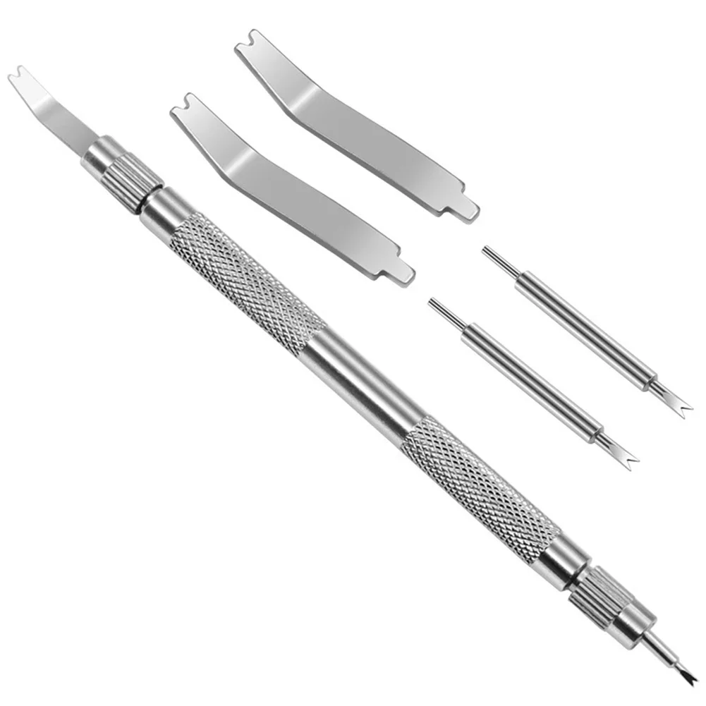 Hand Tool Watch Repair Tool Pin Barrette Raw Ear Fork Removing Silver With 4 Extra Tips 135mm*6mm High Quality