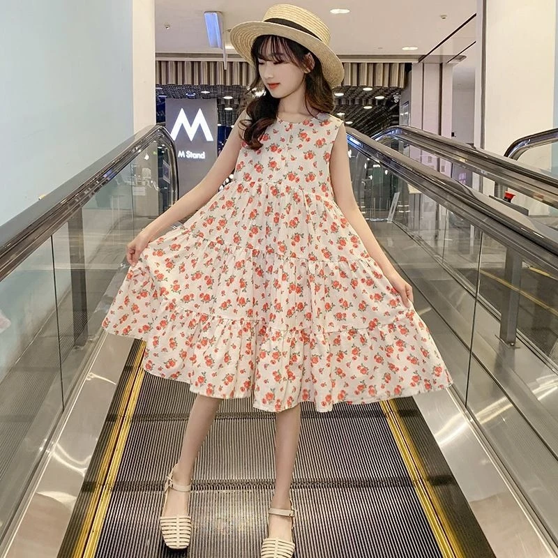 

Sweet summer dress for girls, stylish floral princess dress for older children