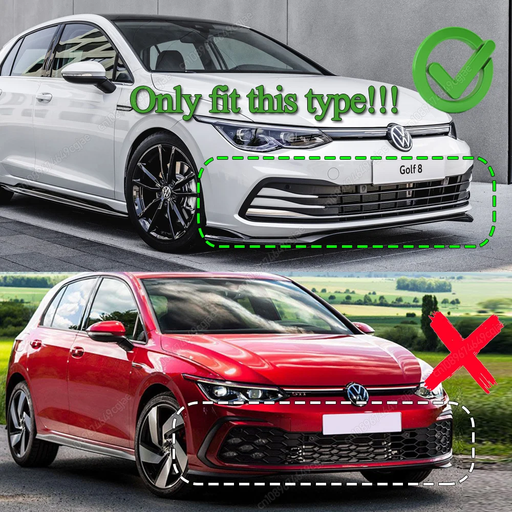 For VW Golf 8 MK8 PRO 2020-2024 ABS Body Kits Car Front Bumper Fog Light Lower Grille Frame Spoiler Splitter Glossy Black Tuning