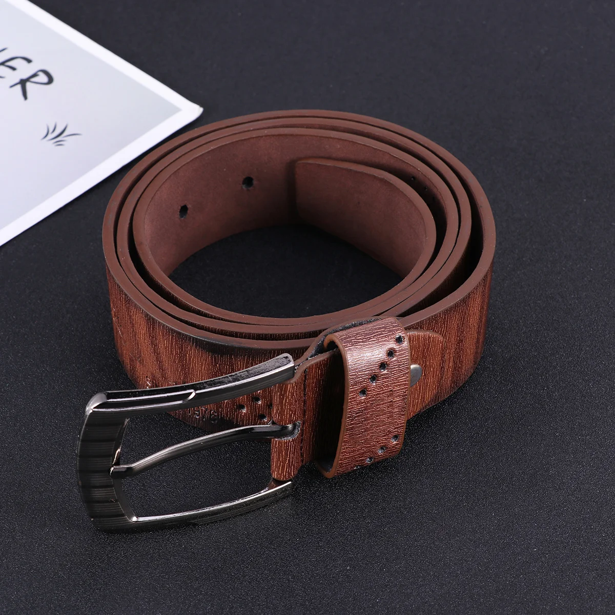 

Men PU Belt Vintage Hollow Out Design Adjustable Pin Buckle Strap for Jeans Pants Casual Fashion Belt Coffee