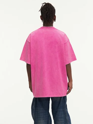 Imagen 2 del producto Camiseta lavada de verano para hombre, camiseta holgada de algodón con cuello redondo de gran tamaño, top coreano Y2k informal retro para hombre