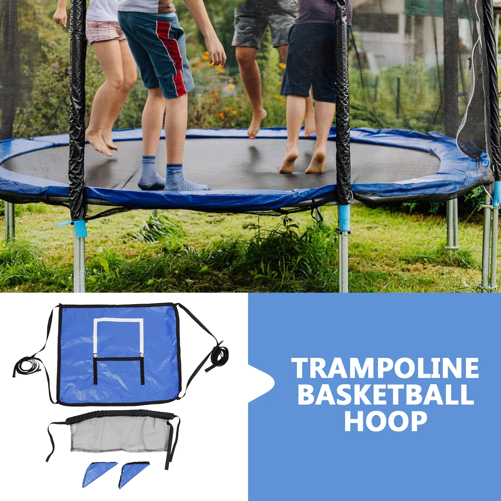 

Trampoline Basketball Hoop Square Frame Indoor PVC Attachment Skill Development Play Accessories Motor Skills Easy Setup Safe