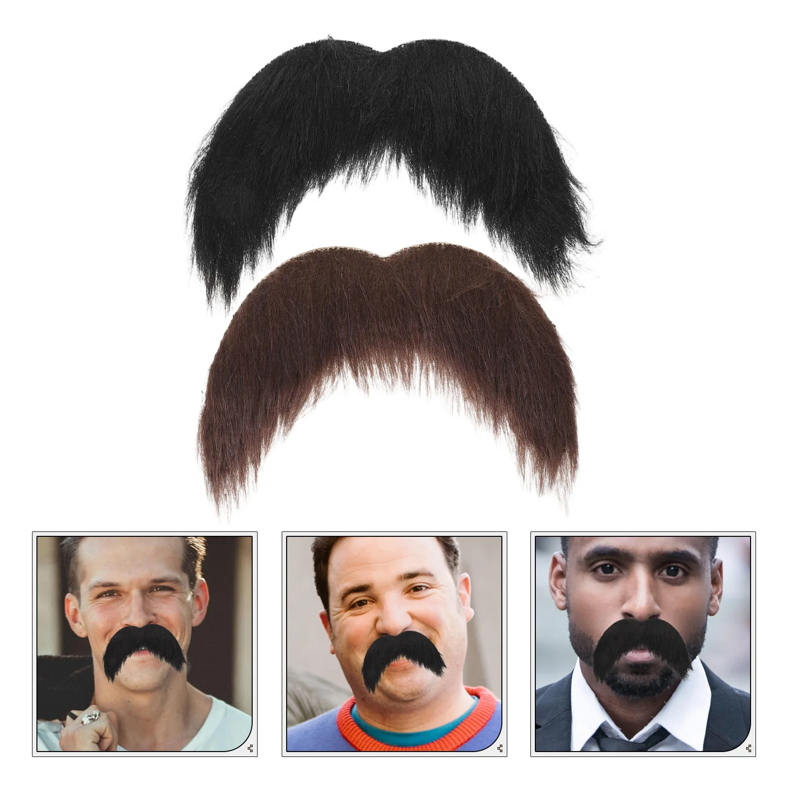 

6pcs Fake Mustache Set: Realistic Brown Stick-On Beard For Halloween Costume Party Cosplay Masquerade Performance Props