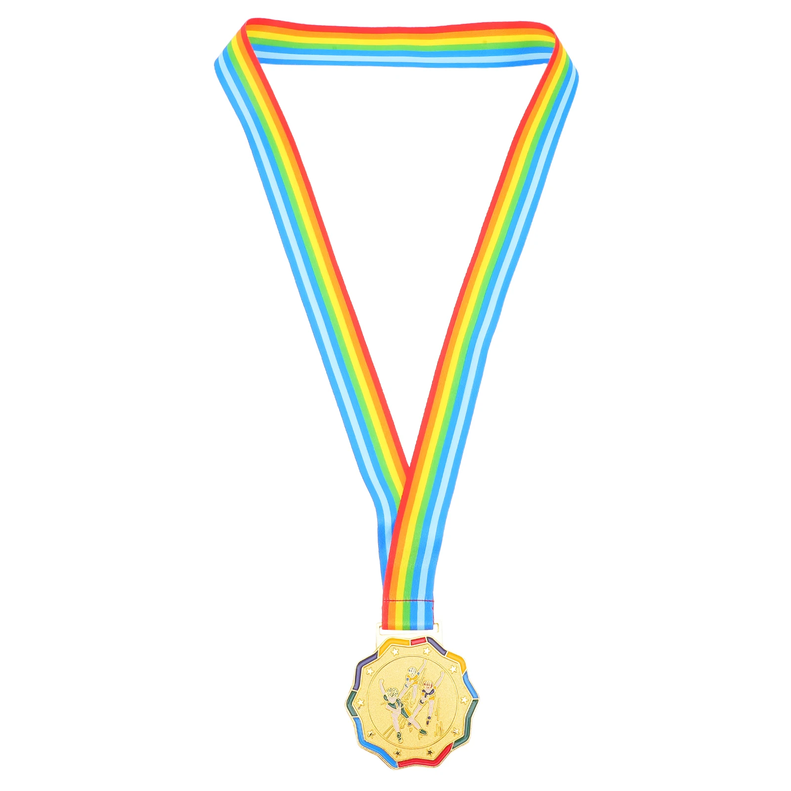 

Children's Skating Medals First Place Trophy with Ribbons Listing Golden Zinc Alloy Award for