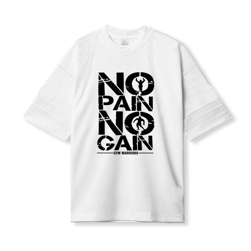 Oversized Loose Mens Casual Short Sleeve Shirts Gym Fitness Bodybuilding V-neck T-shirts Summer Mesh Breathable Quick Dry Tops