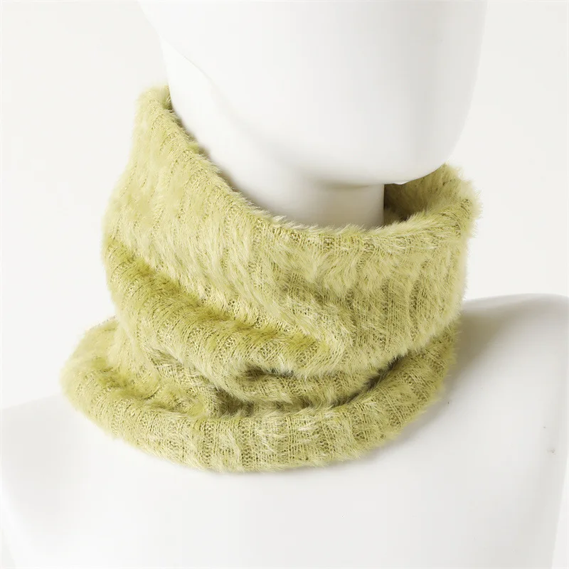 Women Winter Fall Fuzzy Neck Warmer Faux Fur Plush Loop Scarf Neck Gaiter Soft Warm Fluffy Matcha Green Cozy Cute Stylish