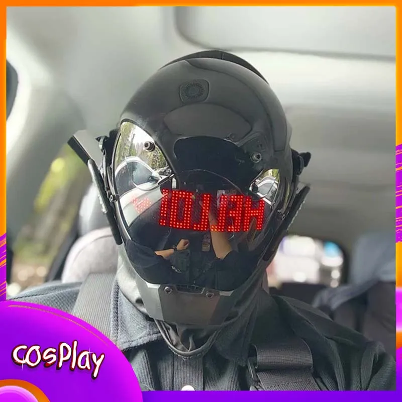 

Cyber Punk Mask With LED Screen Support App Control Full-Face Mech Helmet Halloween Cosplay Party Music Festival Cos Props Gift