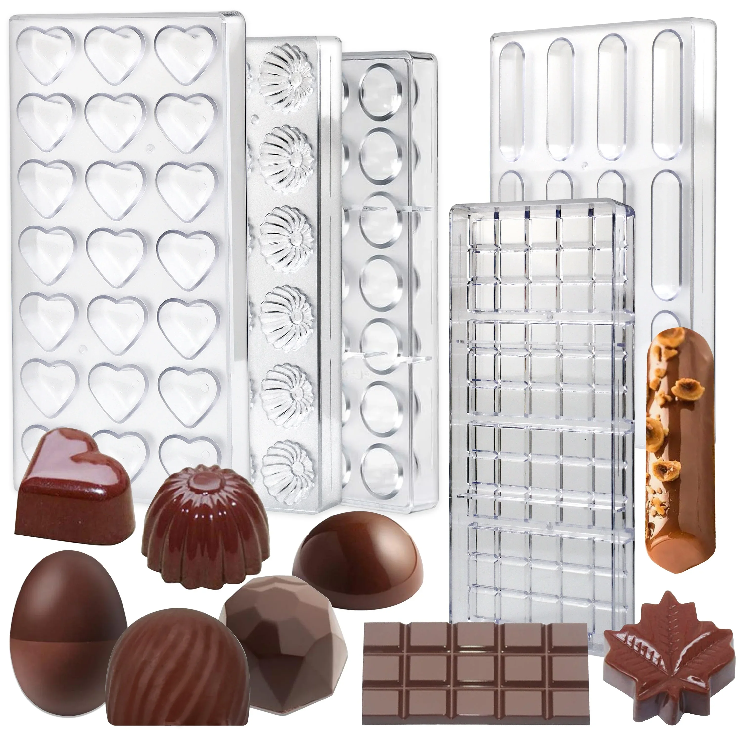 

Plastic Chocolate Molds Set Multi-Shape Chocolate Candy Making Tools Heart Daisy Square Shapes Ideal for Valentines Mother Day
