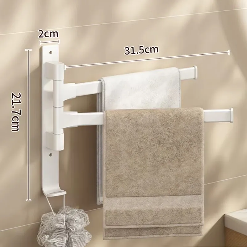 Wall Mounted Bathroom Towel Rack Rotatable Towel Holder Space Aluminum 2/3/4/5-Bar Towel Hanger Kitchen Shelf Paper Hanging