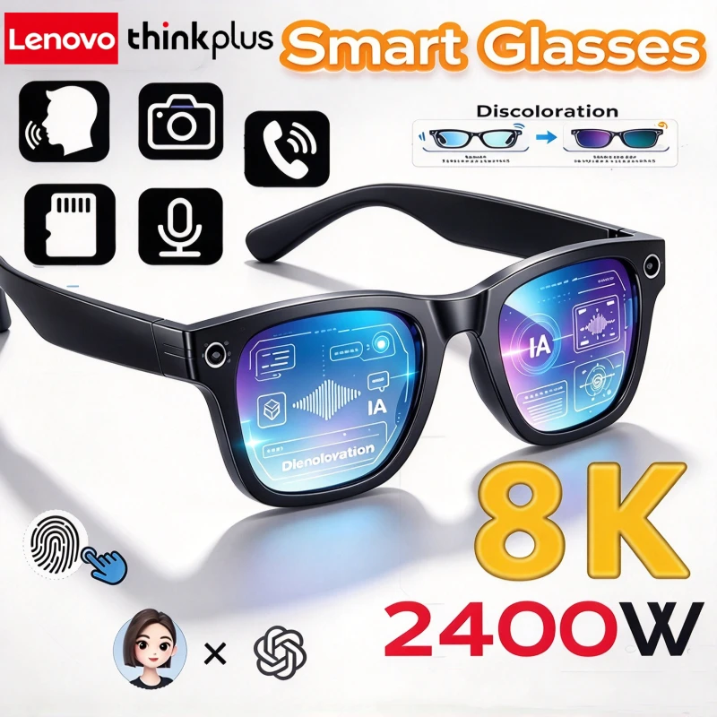 Lenovo thinkplus Smart Bluetooth Glasses AI Motorcycle Goggles Player Surround Sound Touch Control Multifunctional Sunglasses