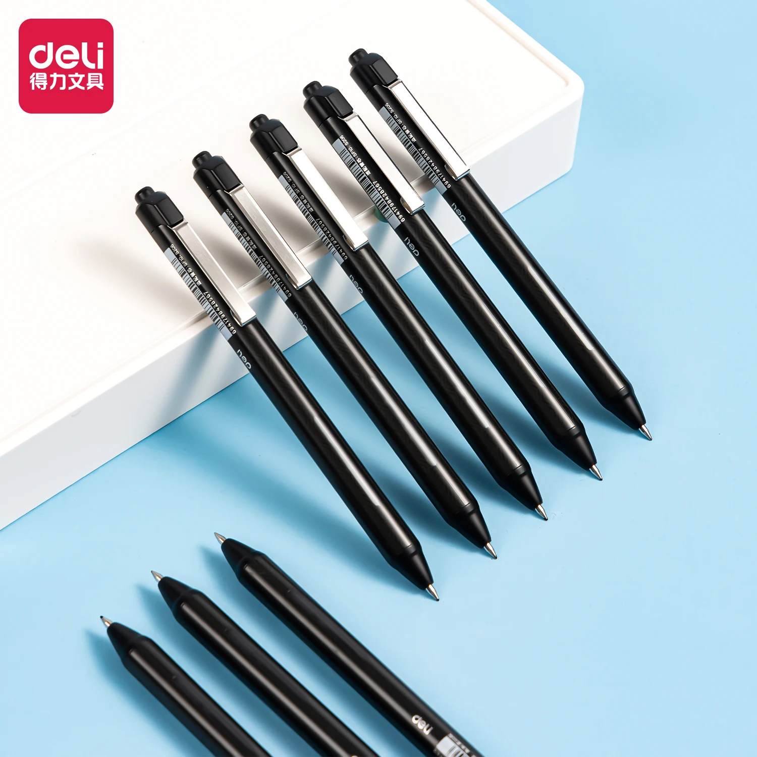 4pcs Deli Black Ink Quick-drying Gel Pen Signing Pen School Student Supplies Office Supplies Stationery