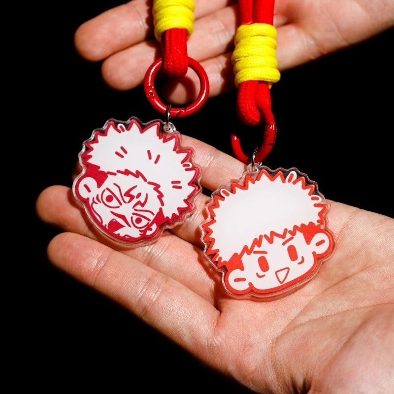 Jujutsu Kaisen Itadori Yuji Gojo Satoru Fushiguro Megumi أنيق سلسلة مفاتيح مصنوعة من الأكريليك حقيبة ظهر الطالب مكافحة فقدان حزام الديكور #5