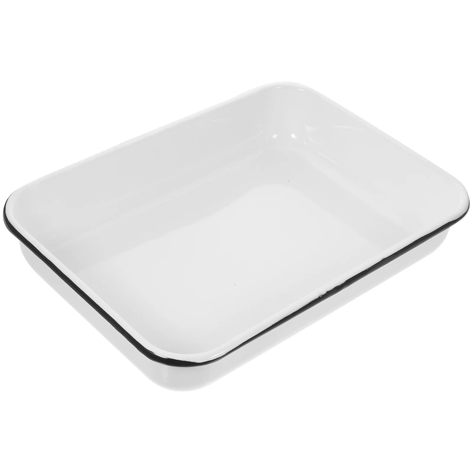 

Enamel Baking Pan White Enamelware Roasting Pan Oblong Cake Pan Enameled Steel Baking Dish Lasagna Pan Rectangular Serving Tray