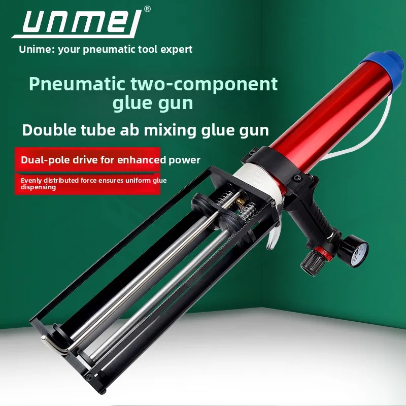 Pneumatic Dual-Component Glue Gun, Dual-Tube Sealant for Doors and Windows, Corner Glue, Grouting Agent, Dual-Tube Ab Mixing Glue Gun