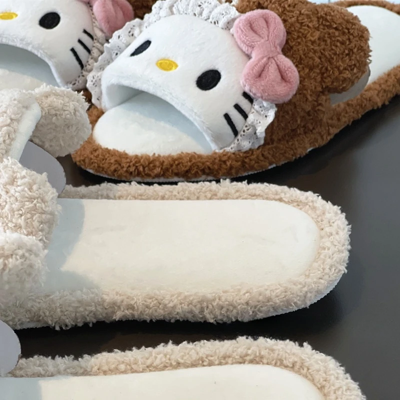 Sanrio Lovely Anime Slippers Kuromi My Melody Pom Pom Purin Cinnamoroll Indoor Home Shoes Cartoon Women Girl Slippers Flat