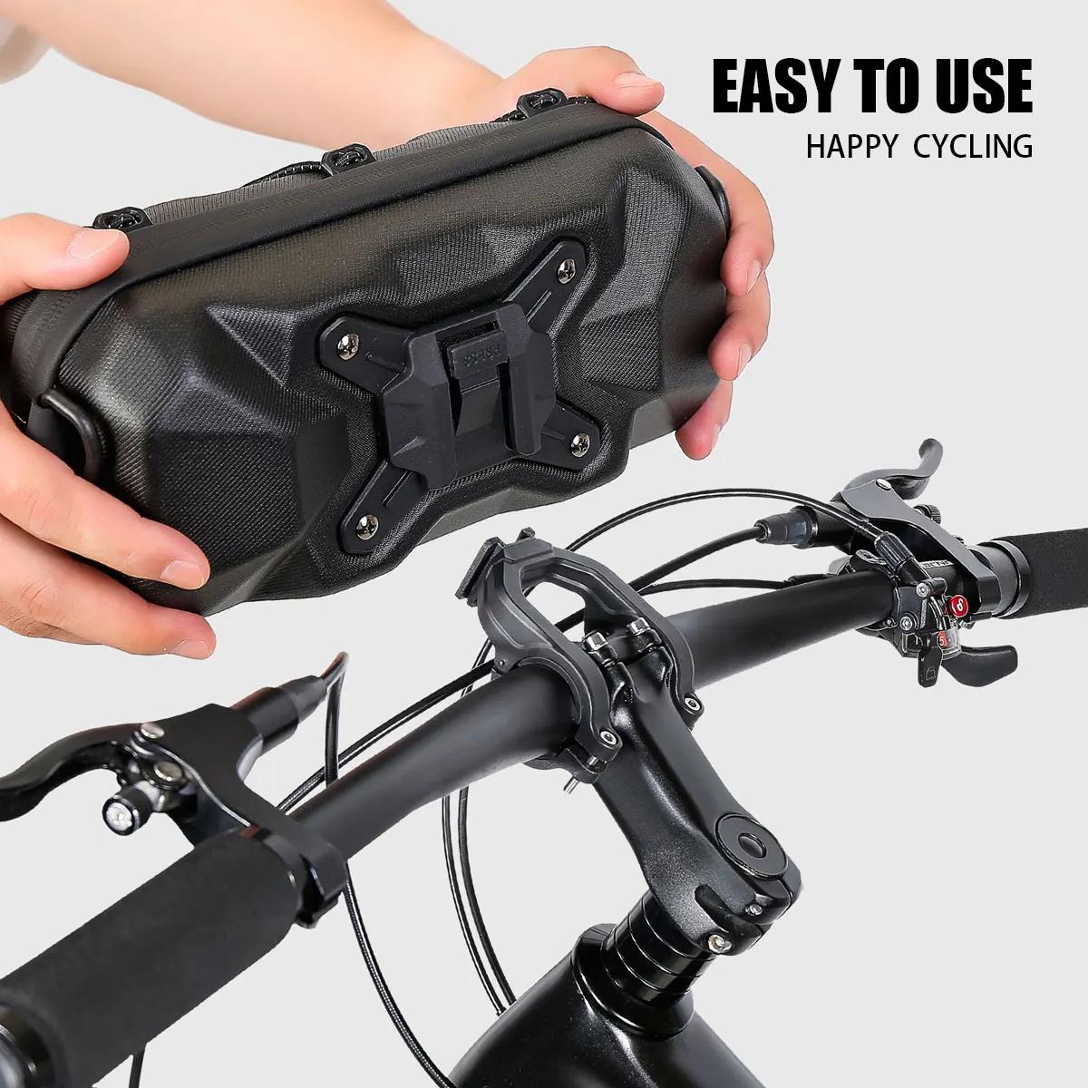 WILD MAN XT17 Mountain Bike Handlebar Bag, EVA Hardshell Road Bike Bag, Quick-Release Folding Bike Front Bag, Cycling Equipment