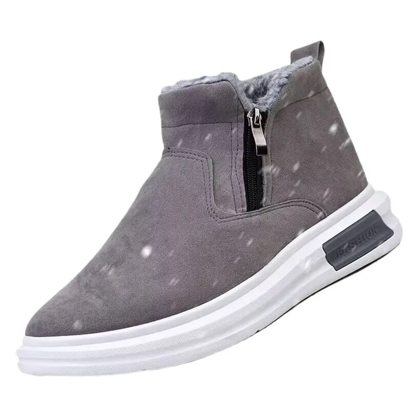 Mens Snow Boots With Fur Warm Winter Boots Man Fluff Comfortable Suede Ankle Boots for Men botas casual hombre