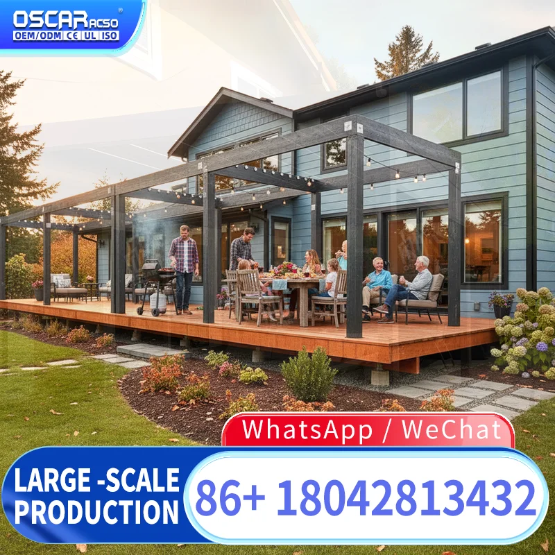 Motorized Aluminum Bioclimatic Pergola with Glass Sliding Doors and LED Light for Patio Garden Balcony Outdoor Use pergola